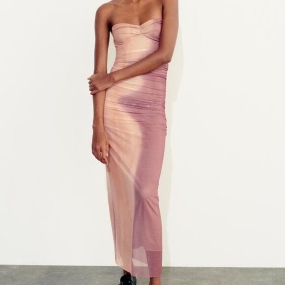 NWT SHADES OF PINK PRINTED TULLE DRESS - Picture 3 of 13